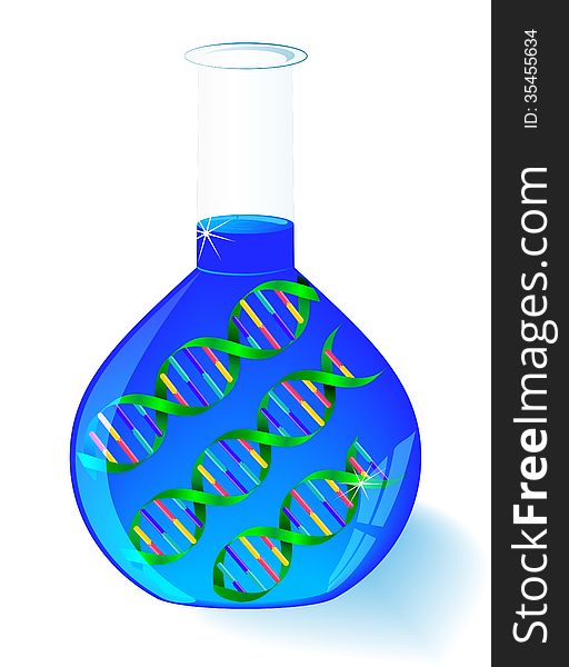 Molecule DNA in flask. Element for design. Medical sign