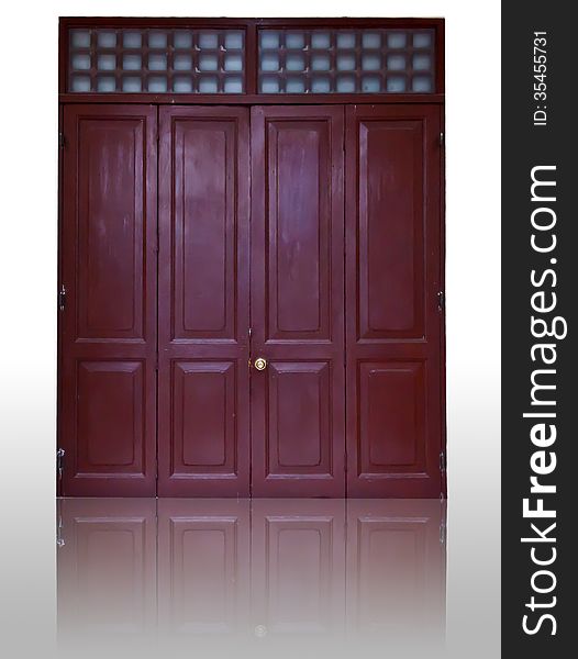 Old wood door on white background. Old wood door on white background