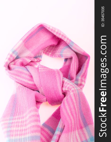 Knotted Woolen Patterned Pink Scarf. Knotted Woolen Patterned Pink Scarf