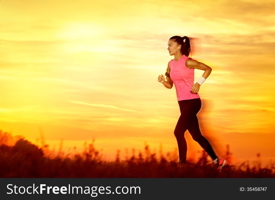 Active woman jogging in nature