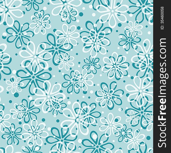 Blue floral seamless pattern, vector illustration