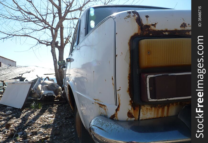 An old abandoned car, Atlas Mounts=ins, Turkey. An old abandoned car, Atlas Mounts=ins, Turkey