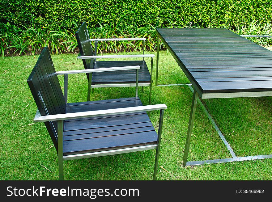 Furniture on the outdoor cafe patio. Furniture on the outdoor cafe patio