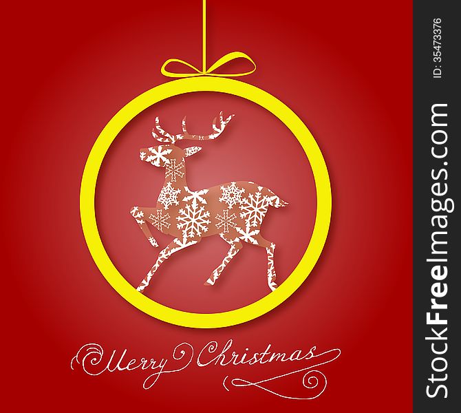 Christmas Greeting Card. Merry Christmas lettering,  illustration