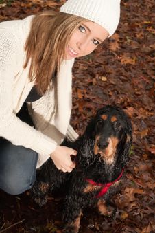 Happy Girl And Her Pet Royalty Free Stock Photography Happy Girl And Her Pet Royalty Free Stock Photography