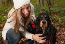 Blond Girl And Her Dog Stock Images Blond Girl And Her Dog Stock Images