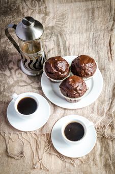 Chocolate Muffins And Coffee Stock Photography Chocolate Muffins And Coffee Stock Photography