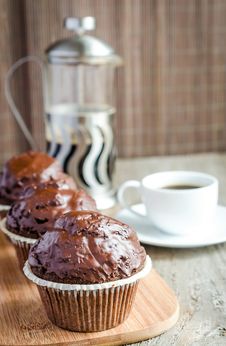 Chocolate Muffins And Coffee Stock Photography Chocolate Muffins And Coffee Stock Photography