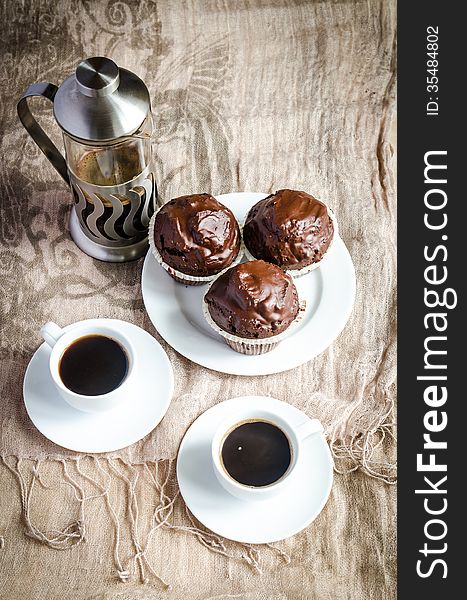 Chocolate Muffins And Coffee