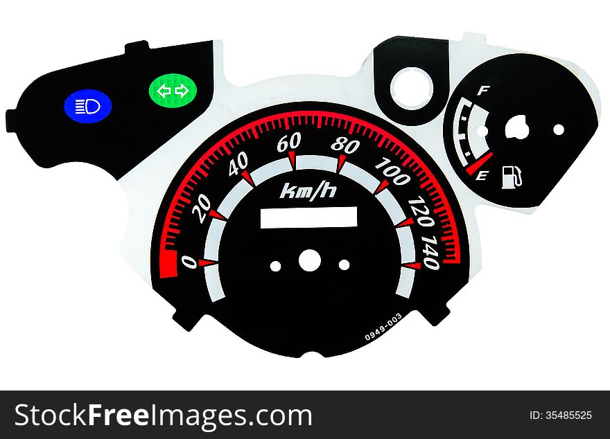 Motorcycle tachometer isolated on white background