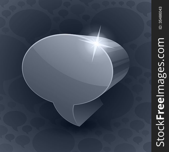 Shining 3d Chat Bubble Symbol On Grey Background