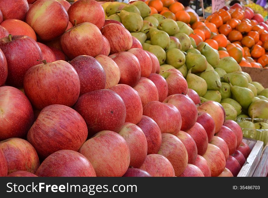 Market stand of fresh fruits