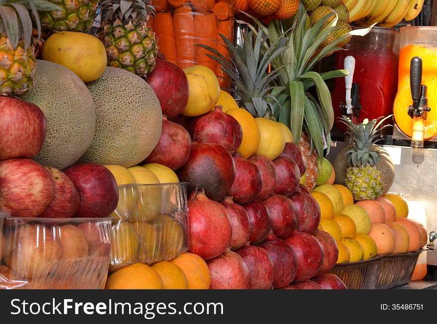 Market stand of fresh fruits