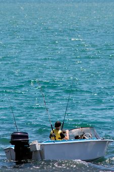 Fishing Boat With Fisherman Stock Images Fishing Boat With Fisherman Stock Images
