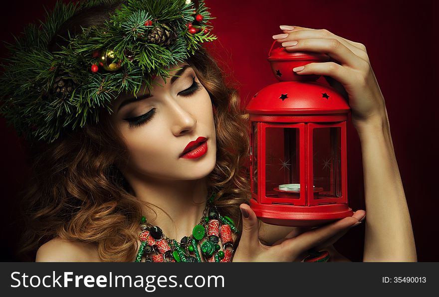Christmas Woman Wish Lantern