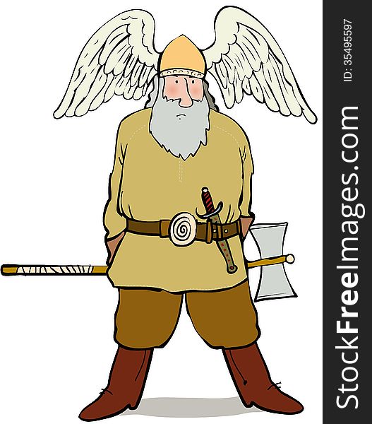 Nordic warrior with winged helmet