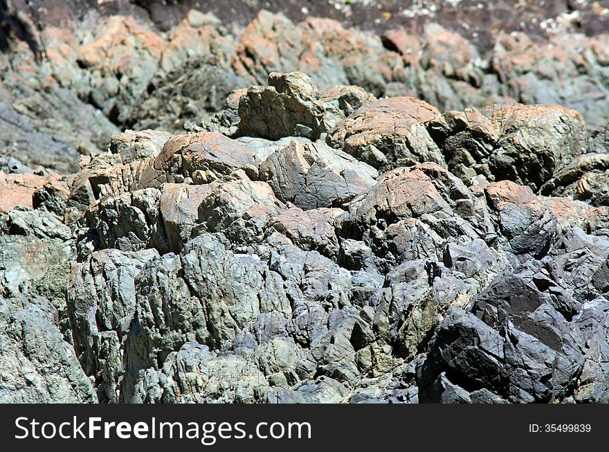 Rock layers in may colors.