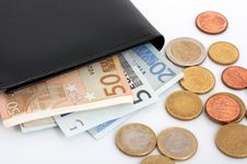 Wallet And Currencies Royalty Free Stock Photography