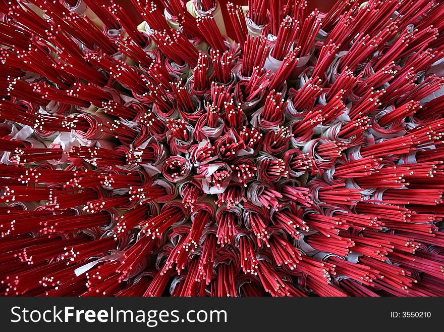 Joss sticks arranged for sale. Joss sticks arranged for sale