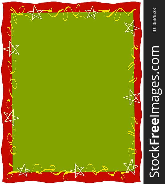A simple background border illustration featuring red and green colors with gold ribbons and stars. A simple background border illustration featuring red and green colors with gold ribbons and stars