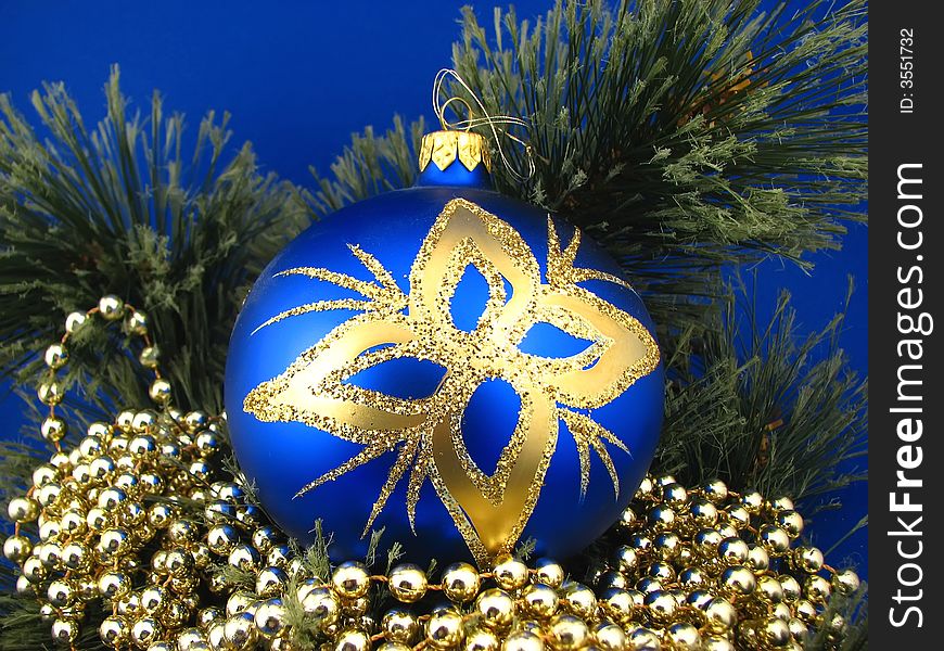 blue bulb on christmas tree