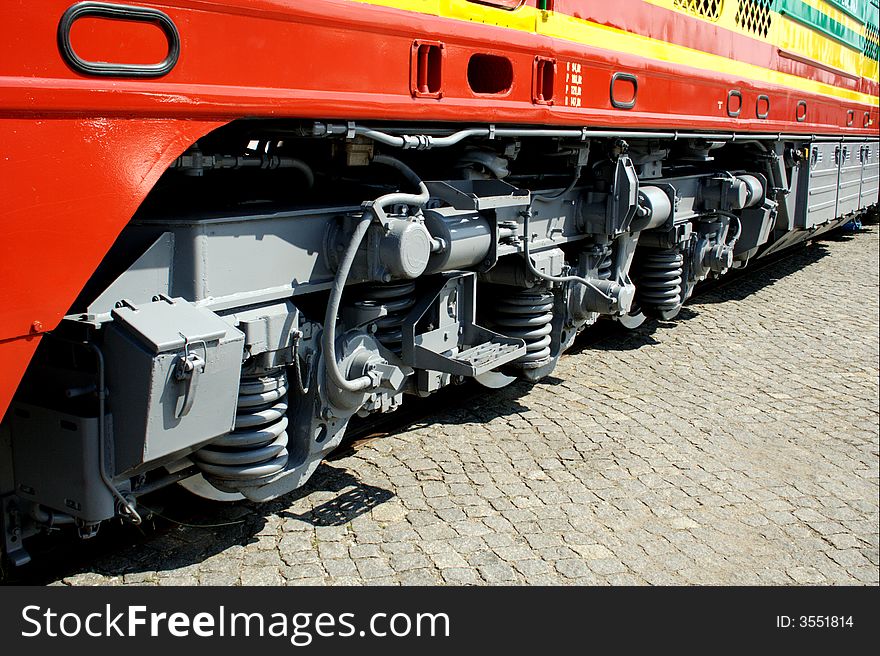 Modern locomotive at railway station. Modern locomotive at railway station