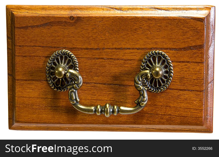 Oak Drawer Front with Antique Brass Drawer Pull