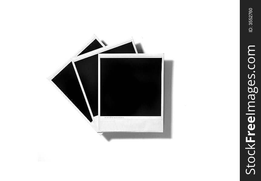 Old Polaroid Film Blanks on White Background. Old Polaroid Film Blanks on White Background
