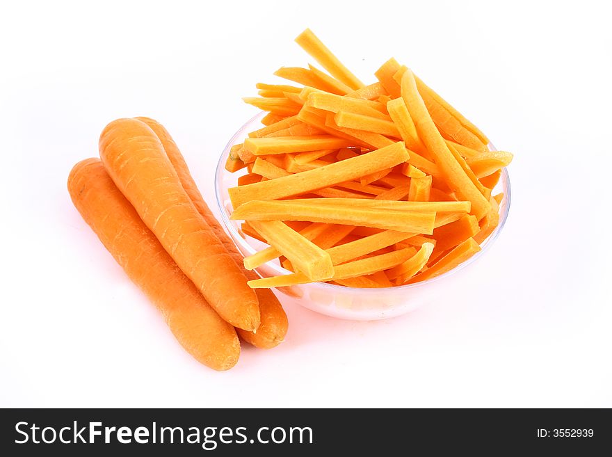 Fresh carrot juice isolated white background