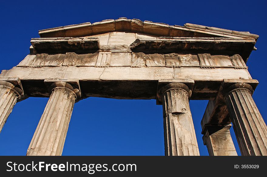 Greek Colums from ancient market near Acropolis Area in Athens. Greek Colums from ancient market near Acropolis Area in Athens