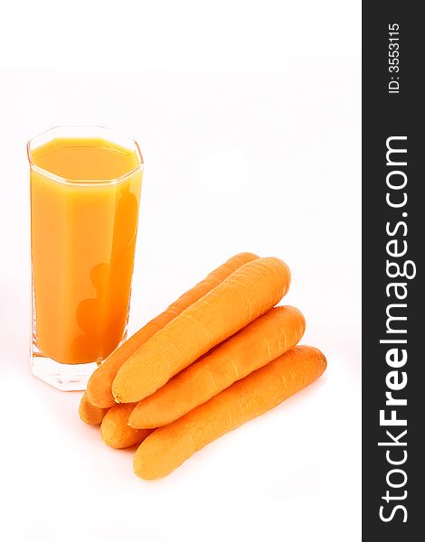 Fresh carrot juice isolated white backgrund