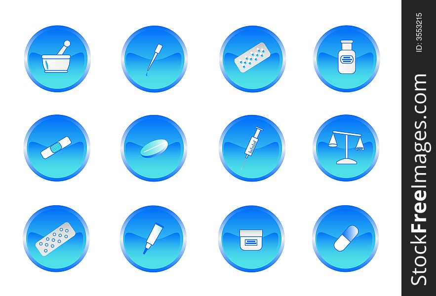 Illustration of blue chemistry buttons