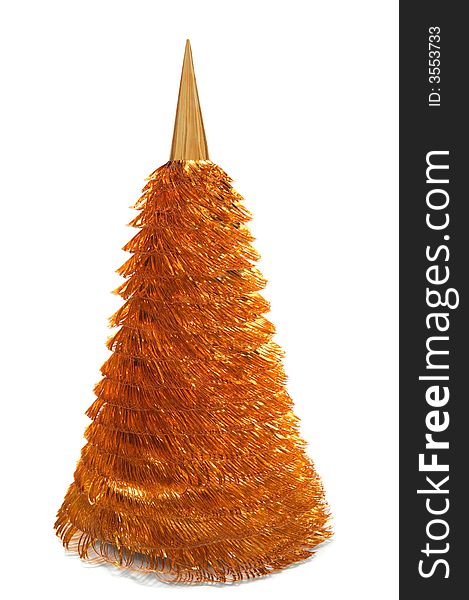 Brilliant artificial fur-tree on a white background