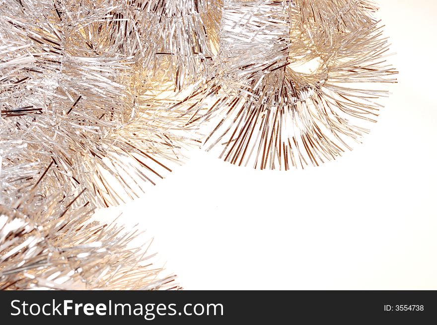 Christmas decoration: silver ribbon frame