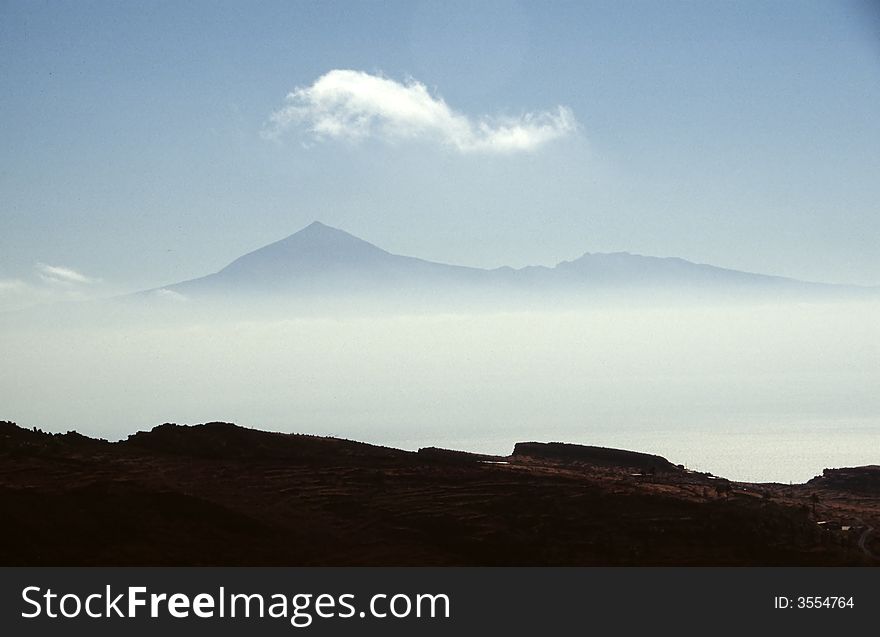 View from Gomera to the hightest mountain of spain. View from Gomera to the hightest mountain of spain