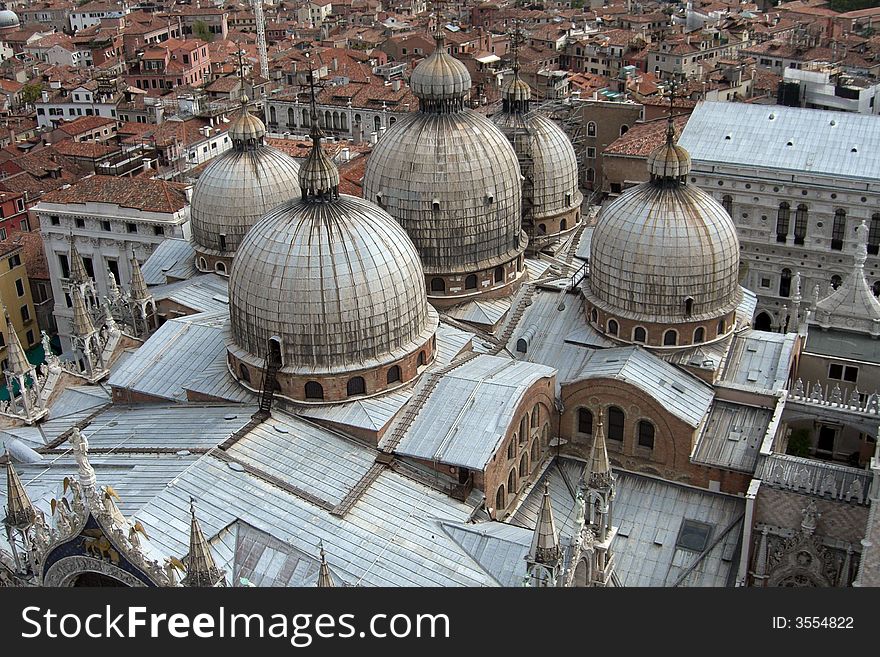 The five domes of s.marco church in venice. The five domes of s.marco church in venice