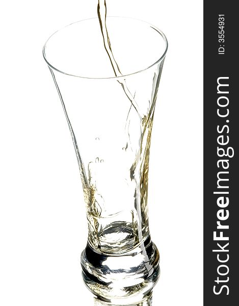 Beer in glass on the white background