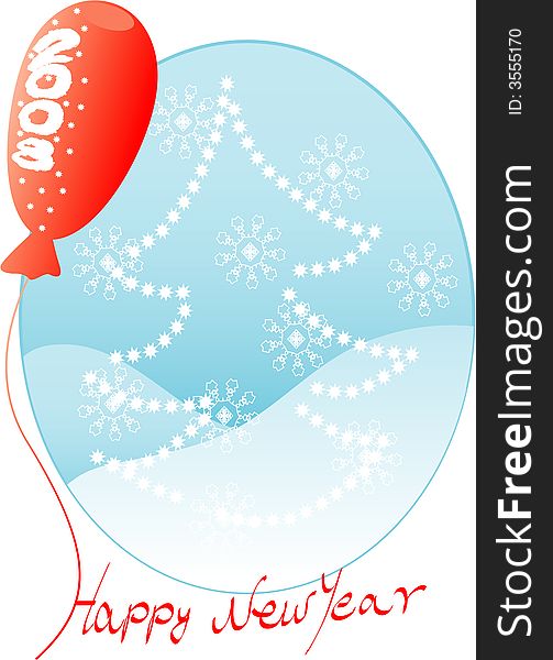 Cold winter new year day and red balloon