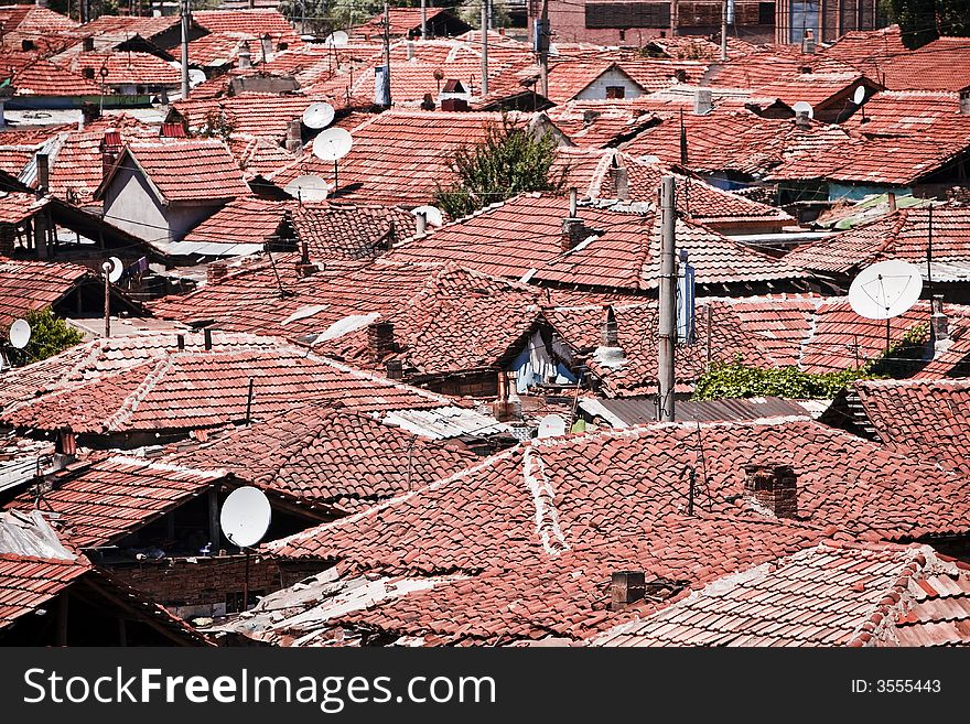 Red roofs in the village