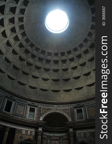 Interior dome in Pantheon, Rome, Italy
