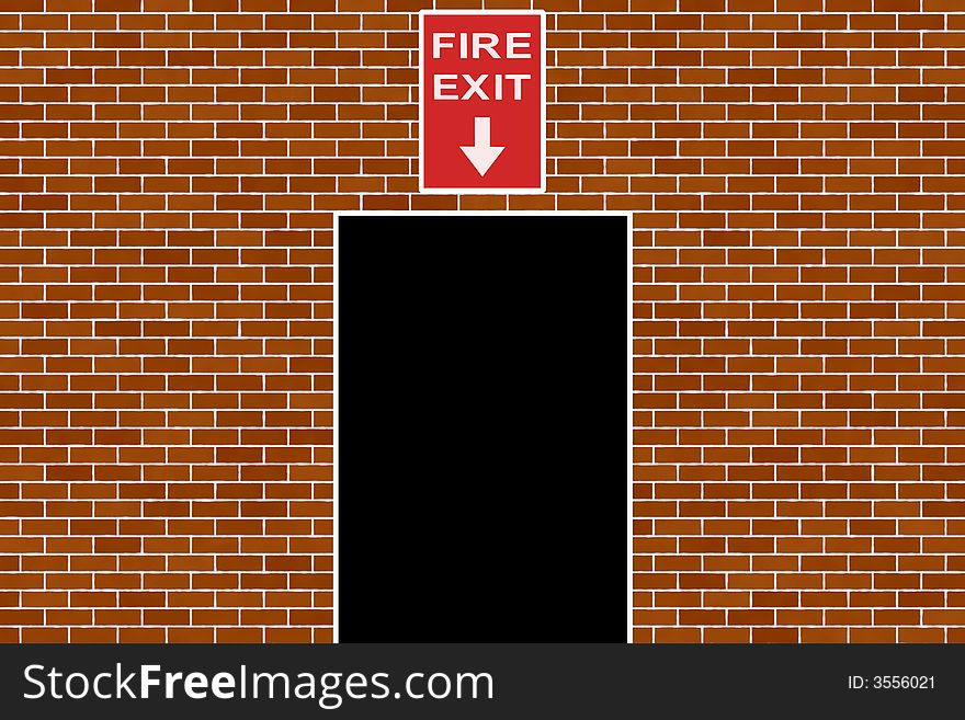 Fire exit sign on wall