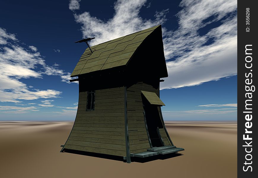 The lonely ridiculous house in desert