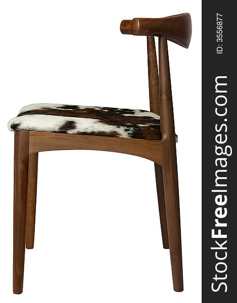 Wood and cowhide chair