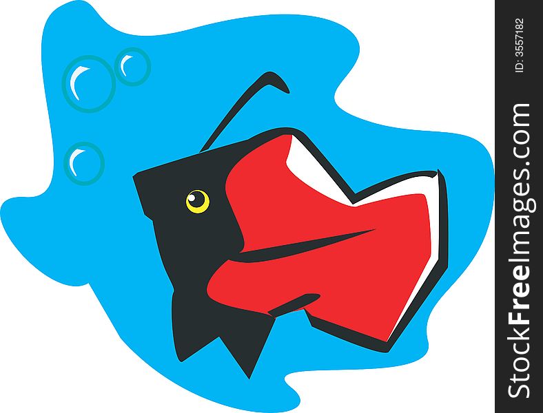 Illustration of a Red fish bubbling in the water