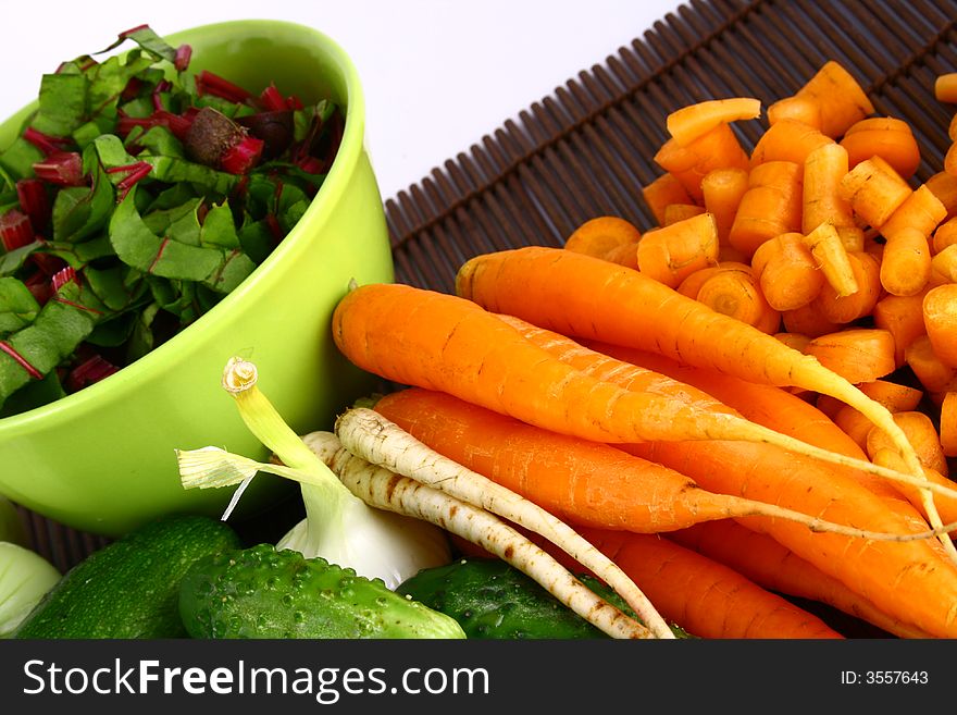 Different fresh tasty vegetables isolated on white background