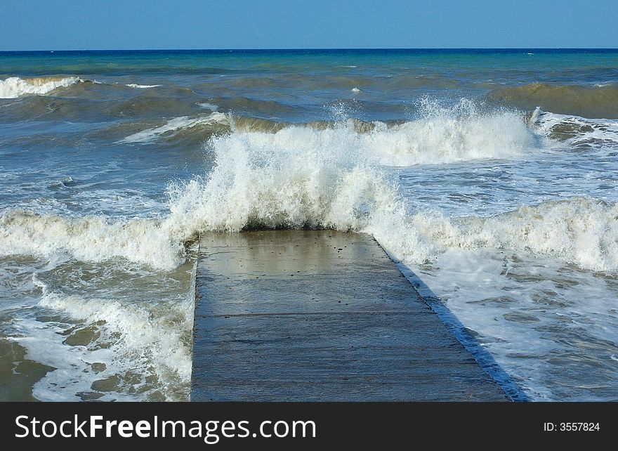 The small storm in august on black sea. The small storm in august on black sea