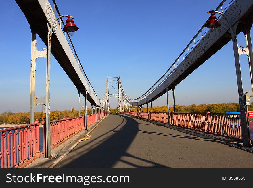 Large bridge in Kiev front view