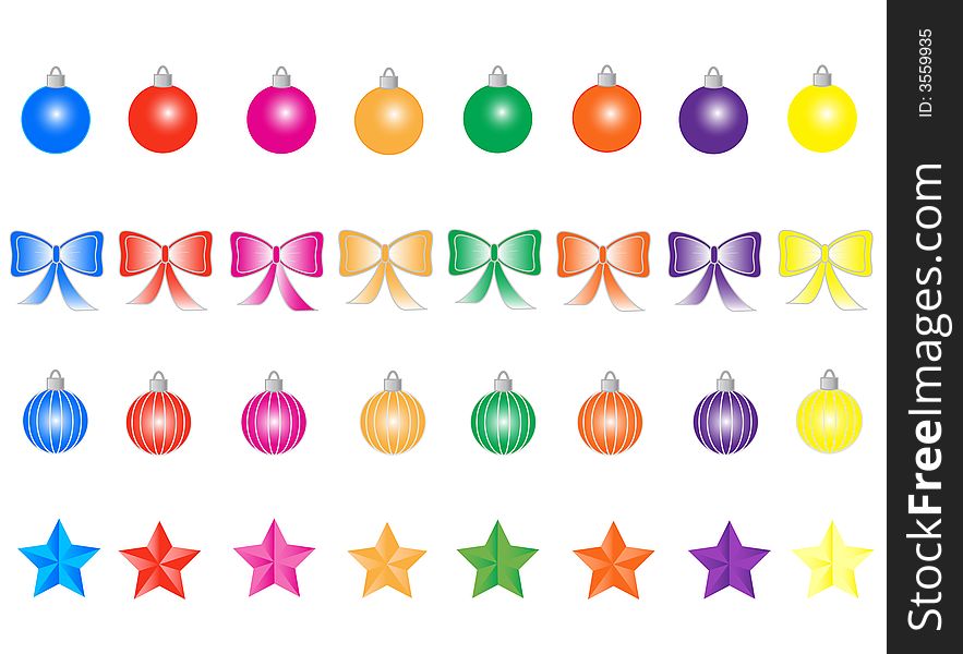 Illustration of New Year and Christmas decoration. Illustration of New Year and Christmas decoration