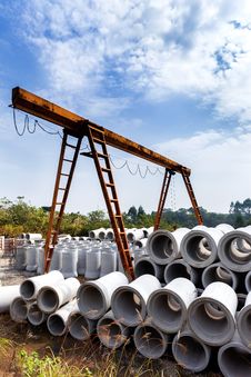 Concrete Pipe In Construction Site Royalty Free Stock Photos