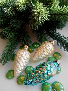 Christmas Decoration Pine Cones And Fir Stock Images